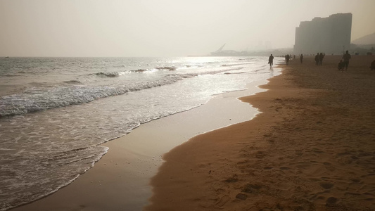 海边沙滩海浪自然风光视频