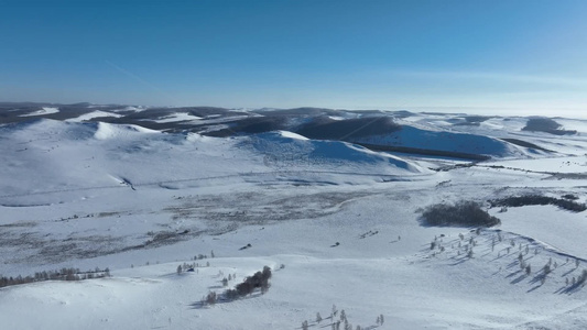 大兴安岭丘陵山地树木雪景视频