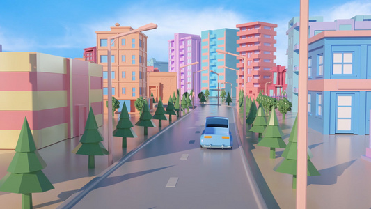春季城市旅游3D场景视频