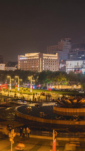 实拍山东济南泉城广场夜景延时摄影济南夜景视频