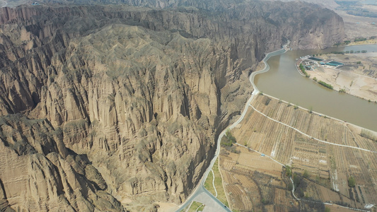  4K俯瞰黄河石林国家地质公园视频