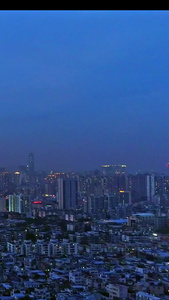广州城市天际线夜景航拍高楼大厦视频