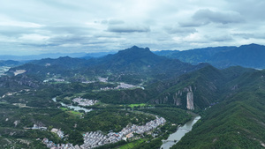 航拍浙江丽水5A级缙云仙都景区田园风景4k素材54秒视频