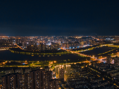 4k沈阳航拍延时长白岛夜景视频