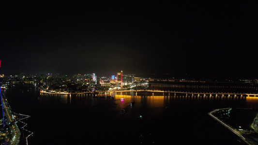 中国澳门城市夜景灯光航拍视频
