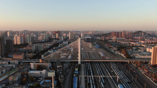 4K航拍江苏徐州和平大桥视频