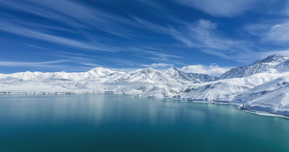 延时新疆帕米尔高原昆仑雪山白沙湖视频