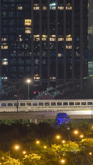 6k延时航拍城市高架路车轨灯光延时摄影15秒视频