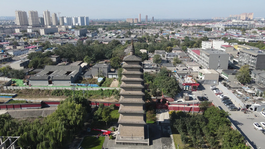 河北石家庄开元寺航拍视频