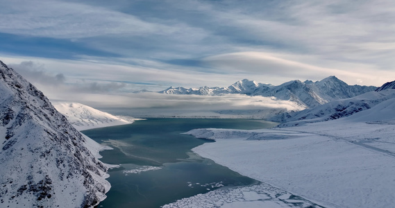 新疆帕米尔高原昆仑雪山白沙湖航拍视频