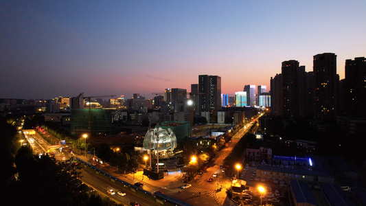 航拍城市夜景灯光道路车流交通街景4k素材[两条道路]视频