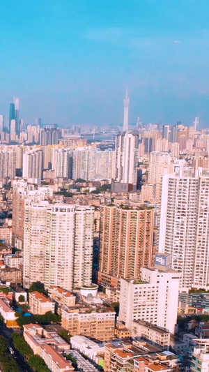 航拍俯瞰广州珠江两岸城市高楼建筑22秒视频