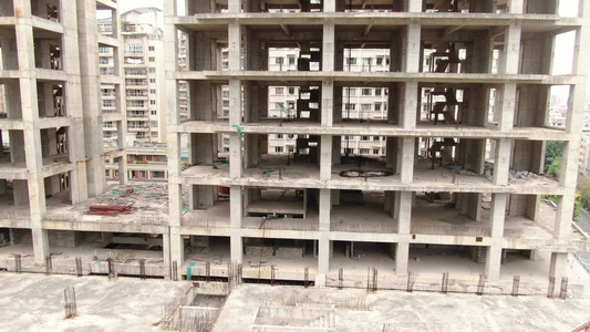 航拍城市施工建筑工地视频