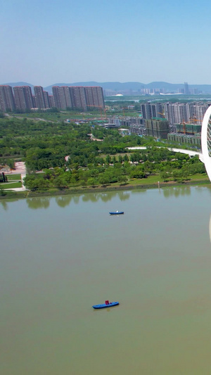 航拍南京河西CBD南京眼双子楼商务中心44秒视频