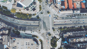 航拍城市风光立体交通枢纽地下通道城市建设素材51秒视频