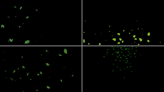 一组绿叶粒子漂浮动画视频
