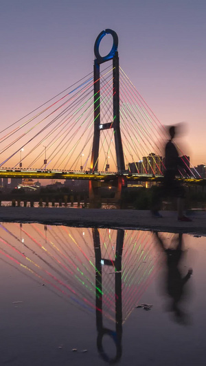 咸阳渭河大桥延时日落cbd8秒视频