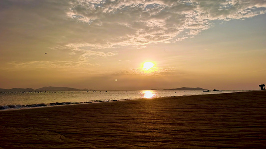 4K实拍大海夕阳晚霞延时摄影[慢动作]视频