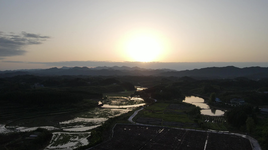 航拍日落晚霞夕阳视频