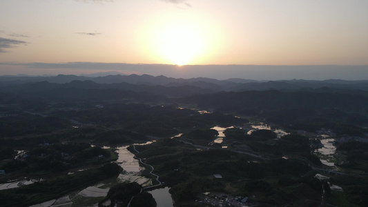 航拍日落晚霞夕阳视频