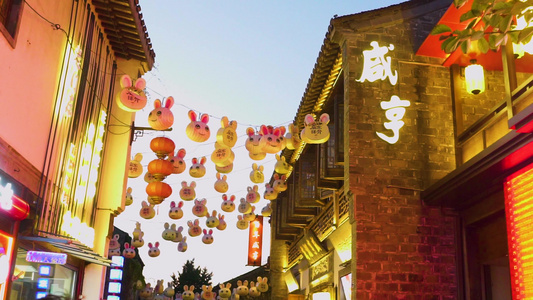 南京夫子庙景区老门东夜景慢镜头空镜素材视频