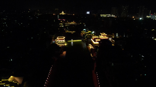 航拍湖南湘西吉首城市夜景视频