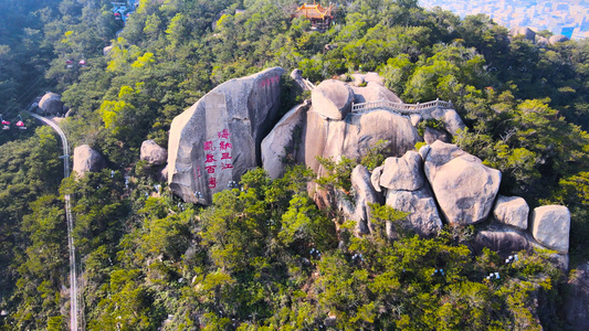 汕头4A风景区礐石风景区地标巨石4K航拍视频