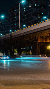 移动延时杭州秋石高架夜景车流视频