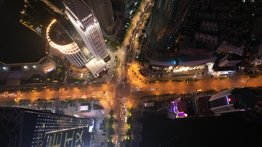 移动延时摄影航拍城市夜景道路交通街景车流4k素材视频