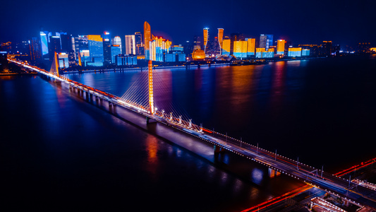 4K航拍延时杭州CBD城市灯光秀夜景视频