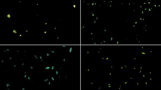一组绿叶粒子漂浮动画视频