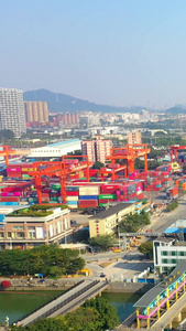 航拍广州货运码头港口视频素材物流运输视频
