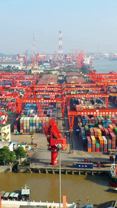 航拍广州货运码头港口视频素材物流运输视频