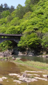 航拍5A景区白水洋双龙桥视频福建旅游视频