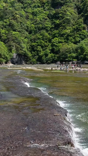 航拍5A白水洋景点浅水广场视频旅游度假48秒视频