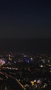 广州塔夜景航拍广州CBD视频