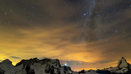 瑞士阿尔卑斯山自然风光星空延时摄影视频