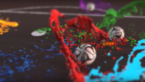 色彩斑斓的颜料与足球世界杯开场片头AECC2014模板20秒视频