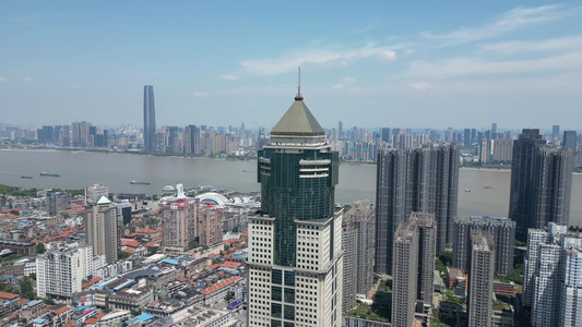 航拍武汉地标建筑城市风光视频