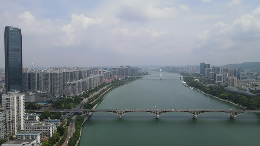 航拍广西柳州柳江城市风光视频
