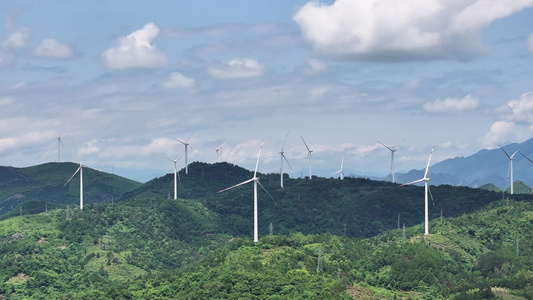 风车山风力发电绿色清洁能源视频