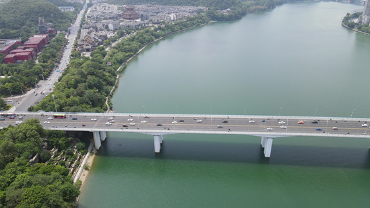 航拍广西柳州柳江城市风光视频