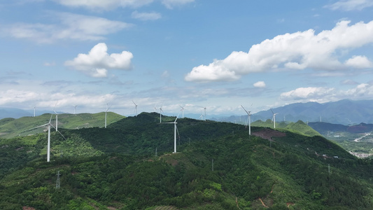 风车山风力发电绿色清洁能源视频