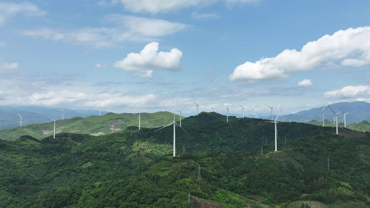 风车山风力发电绿色清洁能源视频