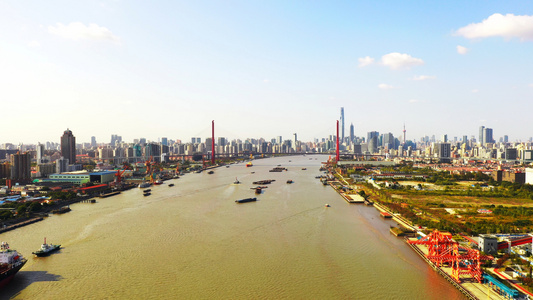 8K航拍延时上海城市河流延时摄影视频