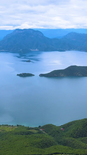 航拍云南泸沽湖风景区自然风景58秒视频