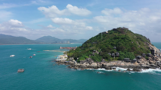 航拍海南省陵水黎族自治县分界洲岛景区海岛风光视频