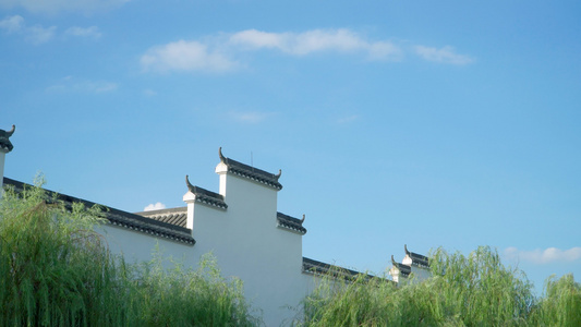 中国古建筑围墙和天空视频