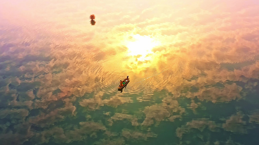水库湖泊日落日出自然风光视频