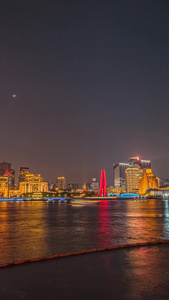 延时上海外滩外白渡桥纪念塔夜景上海夜景视频